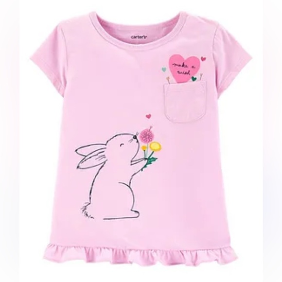 Carter's Other - 🍓3/$10 Carter's Pink Short Sleeve Tee with Bunny Design size 18m
